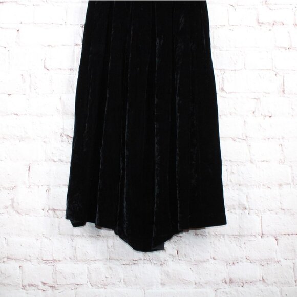Evan-Picone Womens Black Velvet Side Hook Pleated Fully Lined Maxi Skirt - Picture 3 of 9